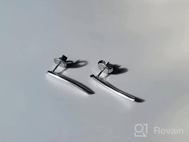 img 1 attached to 💎 Sleek Sterling Silver Curved Bar Ear Crawler Stud Earrings: Boma Jewelry's Minimalist Choice review by Amber Loridon