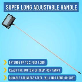 img 2 attached to FISH PROS Fish Net for Fish Tank, Deep Mesh Scooper with Extendable Handle up to 24 Inches Long Large Scoop, Telescopic Pond Skimmer Nets for Cleaning Tanks as Aquarium Accessories