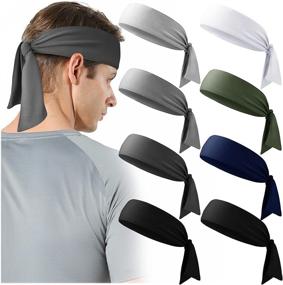 img 4 attached to Stay Comfortable And Focused With 8 Pack Men'S Non-Slip Workout Headbands