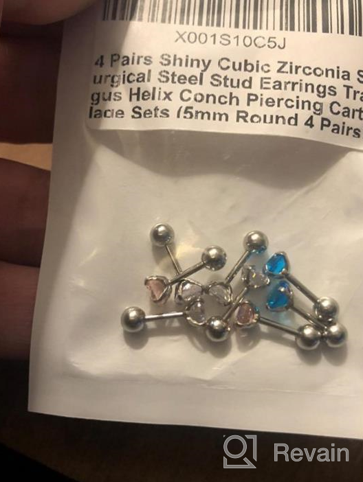 img 1 attached to Stylish and Sparkling: ZS 4 Pairs Shiny Cubic Zirconia 💎 Surgical Steel Stud Earrings for Tragus, Helix, Conch, and Cartilage Piercings review by Chris Laznovsky