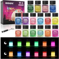 hxdzfx glow in the dark pigment powder, 12 colors luminous mica powder with uv lamp, glow in the dark resin pigment with glitter for epoxy resin, acrylic paint, diy nails, slime, 20g/0.7oz each logo