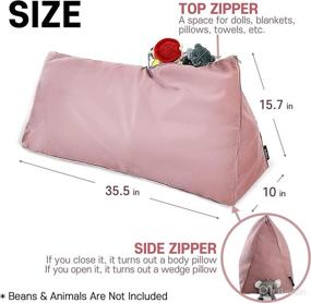 img 2 attached to 🐻 Holay Pink Stuffed Animal Storage Organizer - 2-in-1 Body Pillow and Bed Wedge Pillow - Multiple Sizes Available!