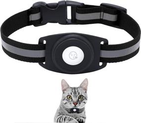 img 4 attached to 🐱 SimpleThings Reflective Cat Collar with Airtag: Ideal Pet Collar for Small Pets (Black)