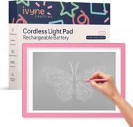 get creative anywhere: ivyne a4 ultra-thin light pad- rechargeable, led lit and perfect for tracing, drawing and crafting - pink logo