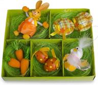 adorable easter figurine set with bunnies, chick, eggs, carrots, and hats logo