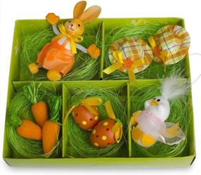 img 4 attached to Adorable Easter Figurine Set With Bunnies, Chick, Eggs, Carrots, And Hats