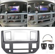 📻 ecotric stereo radio double din dash install bezel kit for 2006-2009 dodge ram truck - silver slate gray logo