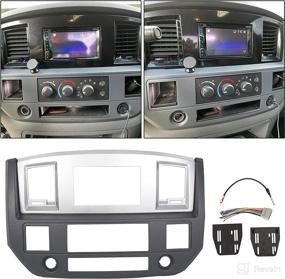 img 4 attached to 📻 ECOTRIC Stereo Radio Double Din Dash Install Bezel Kit for 2006-2009 Dodge Ram Truck - Silver Slate Gray