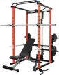 complete home gym package: 1000lbs power cage, weight bench, barbell set w/ olympic barbell - ritfit garage & home gym logo