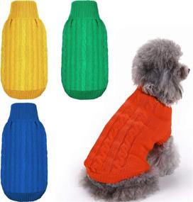 img 4 attached to 🐶 Geyoga 4-Piece Dog Sweater: Cozy Cable Knit Turtleneck Winter Warmth for Small-Medium Pets