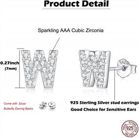 img 3 attached to Hypoallergenic 925 Sterling Silver Initial Stud Earrings For Women Girls - Dainty Alphabet A-Z Letter Studs With Sparkling Cubic Zirconia Stones - Ideal For Sensitive Ears - Comes With Gift Box