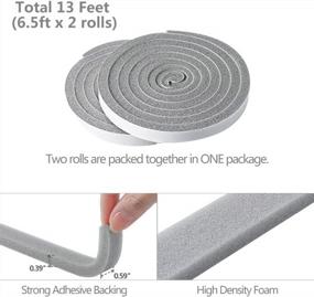 img 3 attached to Foam Weather Seal Strips 2 Rolls 0.59” Wide X 0.39” Thick Self Adhesive Foam Tape Weather Stripping For Doors And Windows Furniture Protection High Density Total 13 Feet (2 X 6.5 Ft) Grey