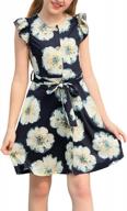 adorable floral print midi dress with pockets for girls: gorlya's vintage ruffle sleeve design! logo