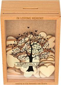 img 1 attached to Personalized Wooden Guest Book With Heart - Ideal For Celebration Of Life, Memorial And Special Occasions - Comes With Gift Box - 16X11X4.5Cm - By Culivis