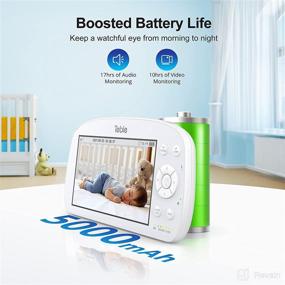 img 2 attached to 👶 720p HD Video Baby Monitor with Audio, 5.5" Teble Screen, 5000mAh Battery, 17-Hour Audio Monitoring, Remote Pan Tilt, 4X Zoom, Night Vision, VOX, Temperature Monitoring, 2-Way Talk, 1000ft Range, Lullabies