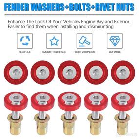 img 1 attached to Glarks 61Pcs Red M6 Aluminum Bumper Fender Washer CNC Finishing Washer Engine Bay Dress Up Fastener Stainless Steel Bolts And Carbon Steel Rivet Nuts Kit For Car Bumpers Trunk Fender Hatch Lids (Red)