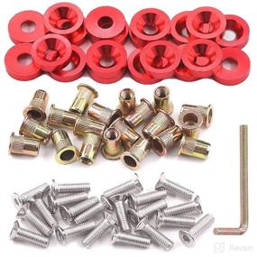 img 4 attached to Glarks 61Pcs Red M6 Aluminum Bumper Fender Washer CNC Finishing Washer Engine Bay Dress Up Fastener Stainless Steel Bolts And Carbon Steel Rivet Nuts Kit For Car Bumpers Trunk Fender Hatch Lids (Red)