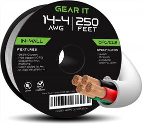 img 4 attached to Высококачественный акустический провод GearIT 12/4 - 250 футов, калибр 12AWG, рейтинг CL2, 4 проводника, бескислородная медь - идеально подходит для встроенных аудиосистем - белый цвет
