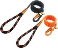 🐾 lynxking dog leash rope leads 2 packs: premium slip leashes with leather clips and double layer braided handle for small medium large dogs (orange and black, 6ft strong snap hook) логотип