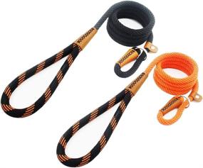 img 4 attached to 🐾 Lynxking Dog Leash Rope Leads 2 Packs: Premium Slip Leashes with Leather Clips and Double Layer Braided Handle for Small Medium Large Dogs (Orange and Black, 6ft Strong Snap Hook)