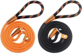 img 3 attached to 🐾 Lynxking Dog Leash Rope Leads 2 Packs: Premium Slip Leashes with Leather Clips and Double Layer Braided Handle for Small Medium Large Dogs (Orange and Black, 6ft Strong Snap Hook)