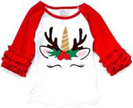 🦄 girls' clothing: little unicorn christmas holiday t-shirt - tops, tees & blouses logo