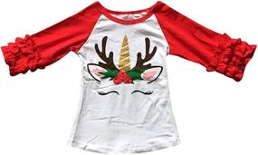 img 1 attached to 🦄 Girls' Clothing: Little Unicorn Christmas Holiday T-Shirt - Tops, Tees & Blouses