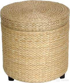 img 4 attached to 🌾 Natural Rush Grass Storage Footstool by Oriental Furniture