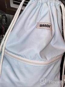 img 5 attached to Водостойкий нейлоновый рюкзак на шнурке для тренажерного зала, шоппинга, занятий спортом и йогой - WANDF Cinch String Bag Sackpack (черный)