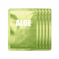 lapcos aloe sheet mask 5-pack: korean beauty favorite 🌿 for calming & moisturizing skin with cucumber and aloe gel логотип