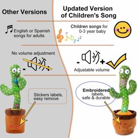 img 4 attached to MIAODAM Singing Talking Cactus Toy: 10 Nursery Rhymes, Embroidery Button Recording & More!
