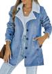 warm winter women's sherpa fleece lined denim jacket with button closure, stand collar and convenient pockets by gosopin logo