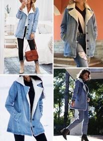 img 1 attached to Warm Winter Women'S Sherpa Fleece Lined Denim Jacket With Button Closure, Stand Collar And Convenient Pockets By GOSOPIN