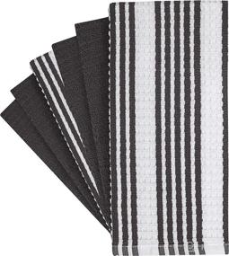 img 3 attached to 🧺 6-Pack Premium Grey Striped Waffle Yarn Dyed Kitchen Towels - Large Size, 380 GSM, Ultra Absorbent - Dish Drying Towels - Cotton Tea Towels - Kitchen Hand Towels