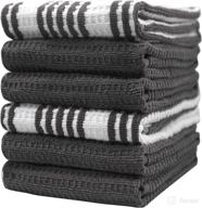 🧺 6-pack premium grey striped waffle yarn dyed kitchen towels - large size, 380 gsm, ultra absorbent - dish drying towels - cotton tea towels - kitchen hand towels logo