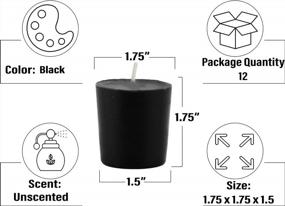 img 2 attached to Набор из 12 черных свечей Votive без запаха со временем горения 15 часов - сделано в США компанией CandleNScent