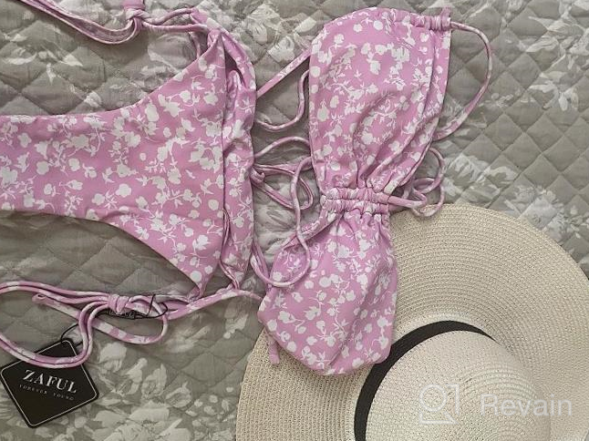 img 1 attached to Floral Print Strapless Ruffle Bikini Set By ZAFUL: Stylish And Comfortable Swimsuits For Women review by Susan Cox