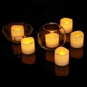 img 3 attached to Megadream Real Wax Flickering LED Candle, 12 Set Flameless Lighting Candles Light Unscented Ivory Votive, 100+Hrs Battery Operated Christmas Weddings Brides Gifts Festival Decoration 2"X2