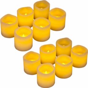 img 4 attached to Megadream Real Wax Flickering LED Candle, 12 Set Flameless Lighting Candles Light Unscented Ivory Votive, 100+Hrs Battery Operated Christmas Weddings Brides Gifts Festival Decoration 2"X2