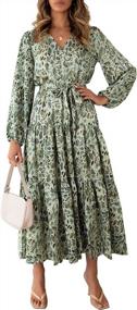 img 4 attached to MITILLY Women'S Boho Leopard Print Ruffle Long Sleeve V Neck Maxi Dress For Casual Parties