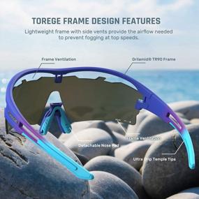 img 2 attached to Солнцезащитные очки TOREGE для мужчин и женщин, поляризованные спортивные солнцезащитные очки с 3 сменными линзамиTR30