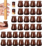 protect your floors with 32pcs small brown chair leg protectors - silicone felt furniture pads for non-slip bar stools and dining room tables logo