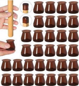 img 4 attached to Protect Your Floors With 32Pcs Small Brown Chair Leg Protectors - Silicone Felt Furniture Pads For Non-Slip Bar Stools And Dining Room Tables