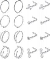 surgical steel nose hoops & rings for women - 20/18 gauge silver/rose gold piercing jewelry logo
