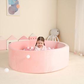 img 3 attached to 47Inch Extra Large Memory Foam Ball Pit For Baby - Coral Fleece Toddler Soft Round Ball Pool Light Pink TrendBox