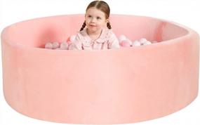 img 4 attached to 47-дюймовая очень большая яма с шариками из пены с эффектом памяти для ребенка - мягкий круглый бассейн из кораллового флиса для малышей светло-розового цвета TrendBox