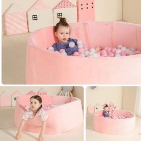 img 1 attached to 47Inch Extra Large Memory Foam Ball Pit For Baby - Coral Fleece Toddler Soft Round Ball Pool Light Pink TrendBox