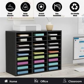 img 1 attached to Регулируемый деревянный органайзер для литературы и почты MaxGear с 27 отделениями — настольный, офисный, домашний и школьный держатель для хранения бумаги, подставка для журналов, сортировщик документов и почтовый ящик