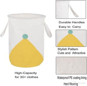 img 2 attached to 🧺 Yellow Collapsible Laundry Hamper with Handles - Waterproof Storage Basket for Bathroom, Kids' Room, Dorm, Laundry Room