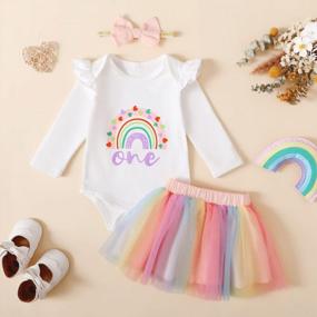 img 3 attached to Boho Rainbow Tutu Set For Baby Girls' First Birthday Cake Smash And Photoshoot